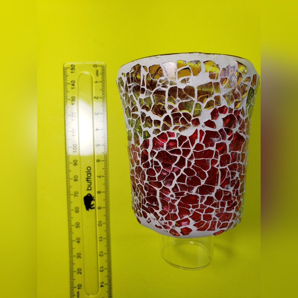 Mosaic Glass Night Light Vase - Multi-Colored Mosaic Glass